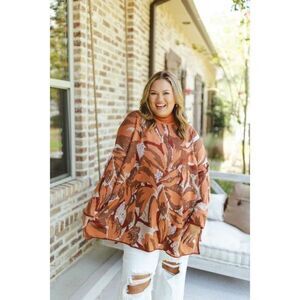Entro Clay Burnt Orange Sparkle Boho Tunic Sweater Size 2X